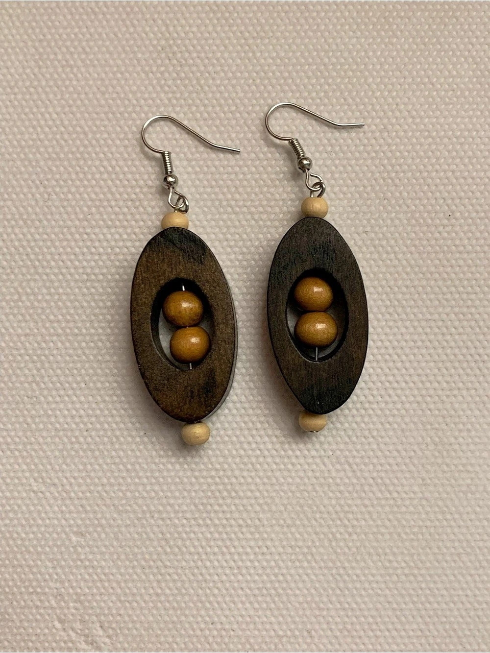 Wood Bead Drop Earrings